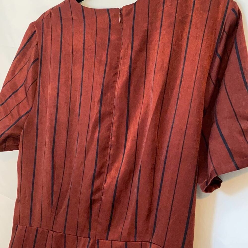 Xhilaration Burgundy & Black Striped Wrap Jumpsuit - Picture 5 of 11